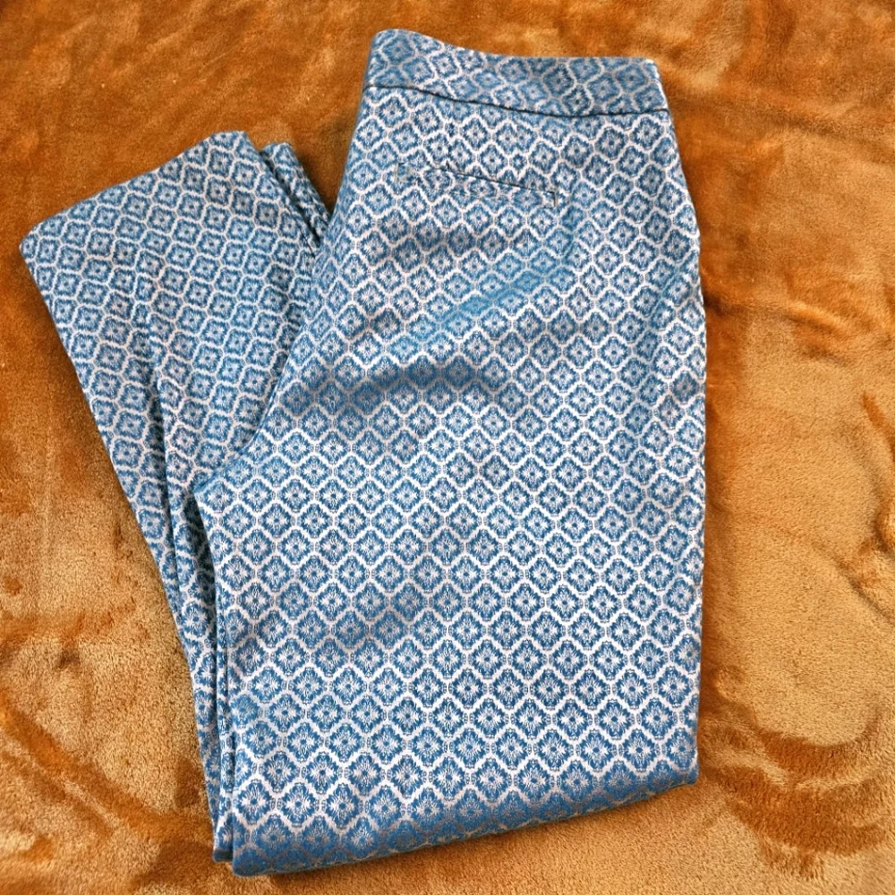 WORTHINGTON TURQUOISE & GOLD GEOMETRIC DESIGN PANTS SIZE 10 Nwot